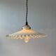 Vintage opaline glass pendant light with scalloped edges, 24 cm