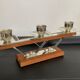 Scandinavian chandelier in teak and chrome metal 70s