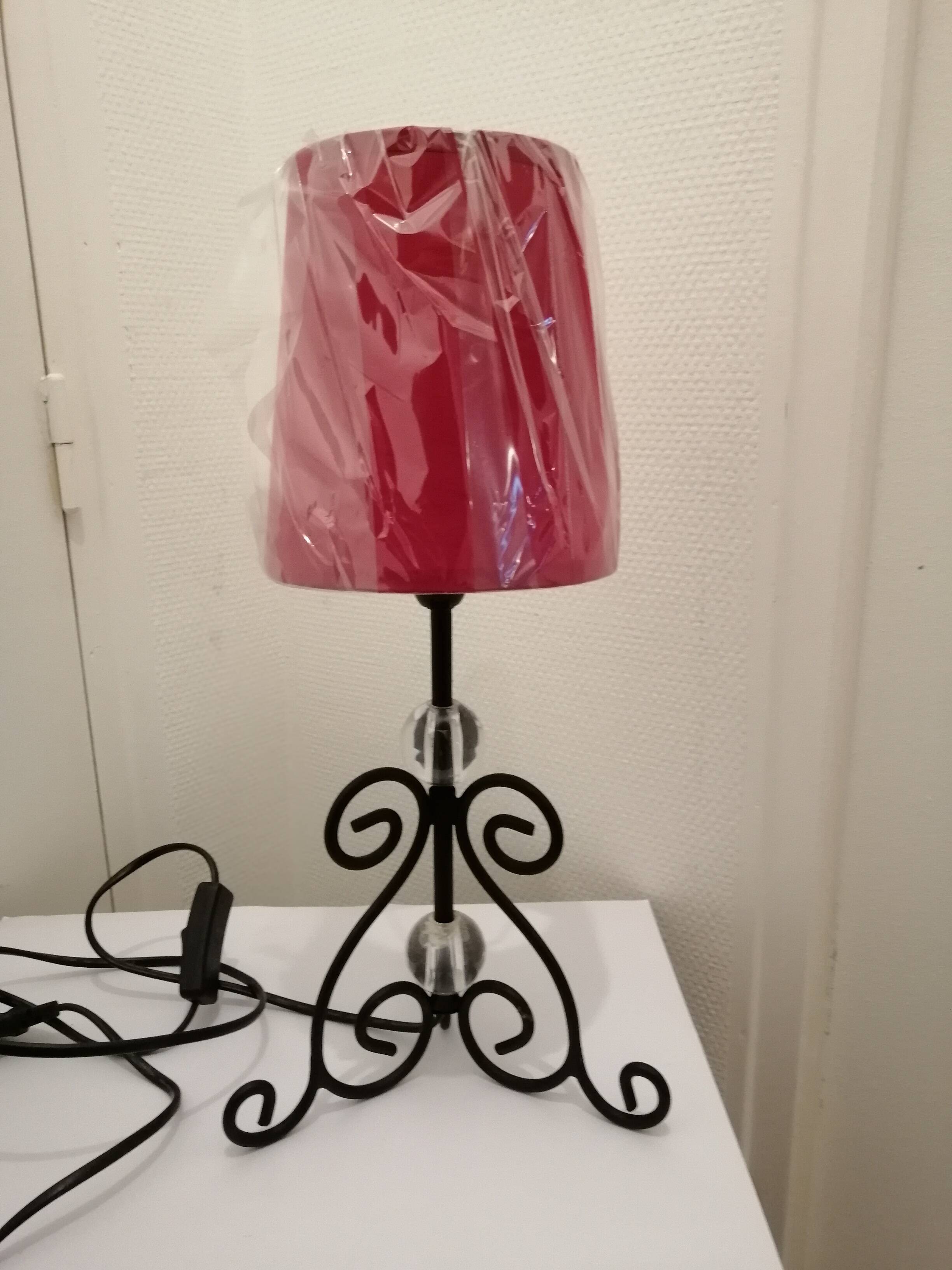 Pair of forged iron lamps