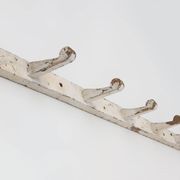 Industrial White Wall Mounted Coat Rack in Wood, Belgium, 1920s