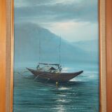 Painting „The Night Fishing”, Scandinavian design, 1970s