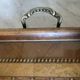 Large vintage tray, wood marquetry under glass