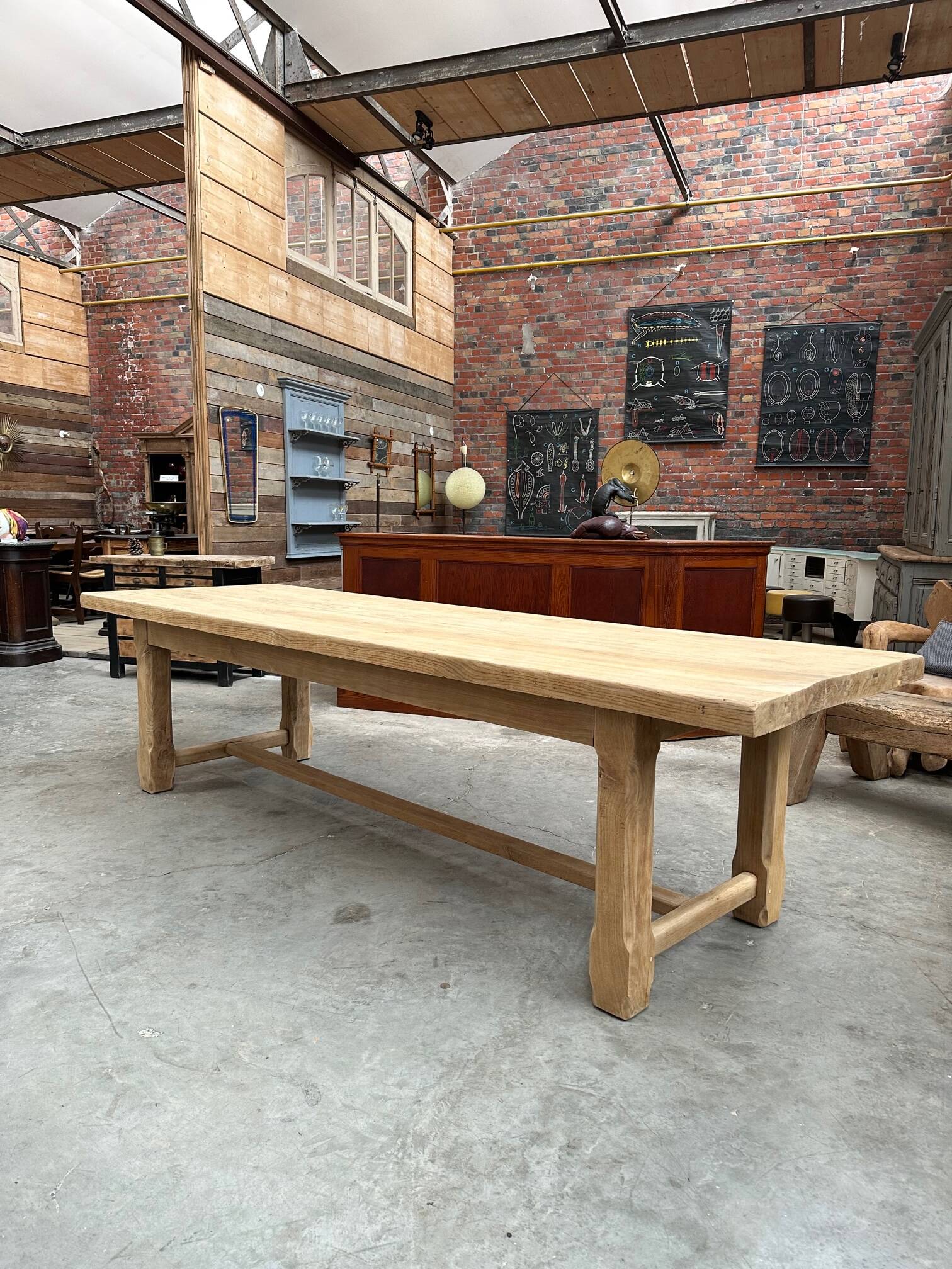 Very large solid oak farm table