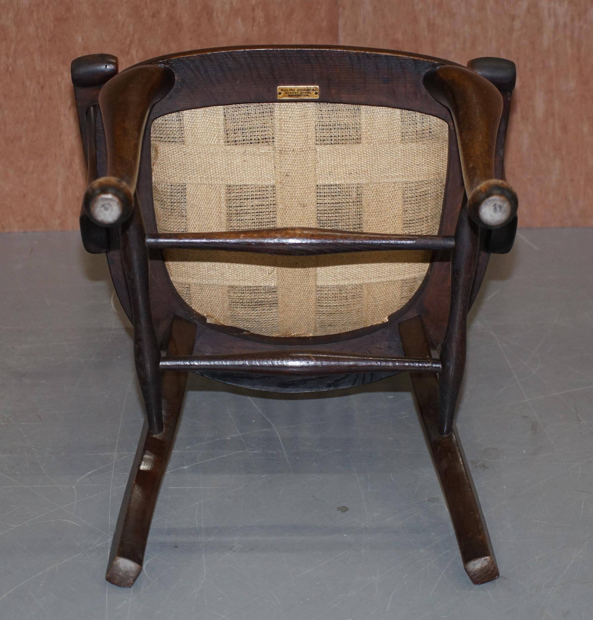 Chaise de capitaine anglaise antique édouardienne en chêne Ralph Johnson