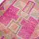 Faded Pink Geometric Style Vintage Runner Rug, Rug For Kitchen, 87x302