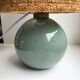 Table lamp with feet in water green opaline and woven lampshade 60s-70s