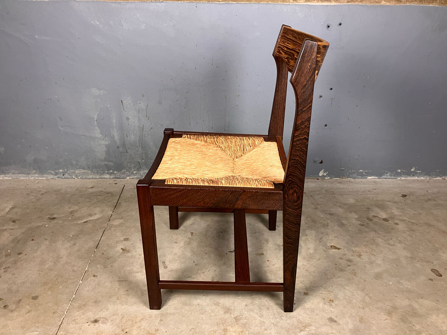 6 chairs rush Wenge Brutalist Mid Century