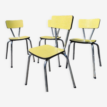 4 vintage Formica yellow chairs