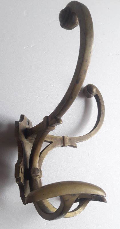 Patère double bronze porte manteau chapeau 4 crochets ancienne