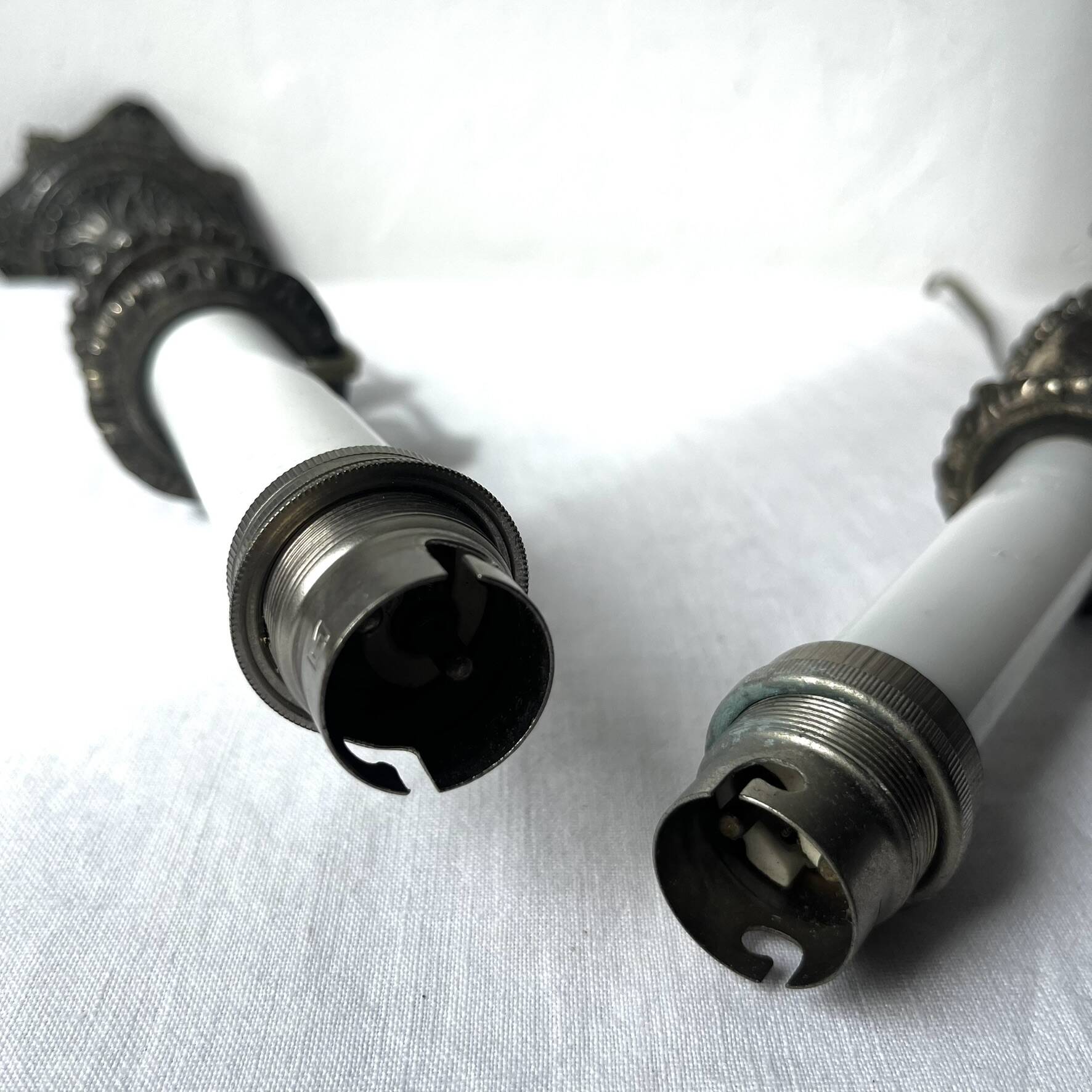 Pair of antique candlestick lamp bases