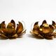Pair of 70's gilded floral Regency wall or ceiling lamp with large leaves