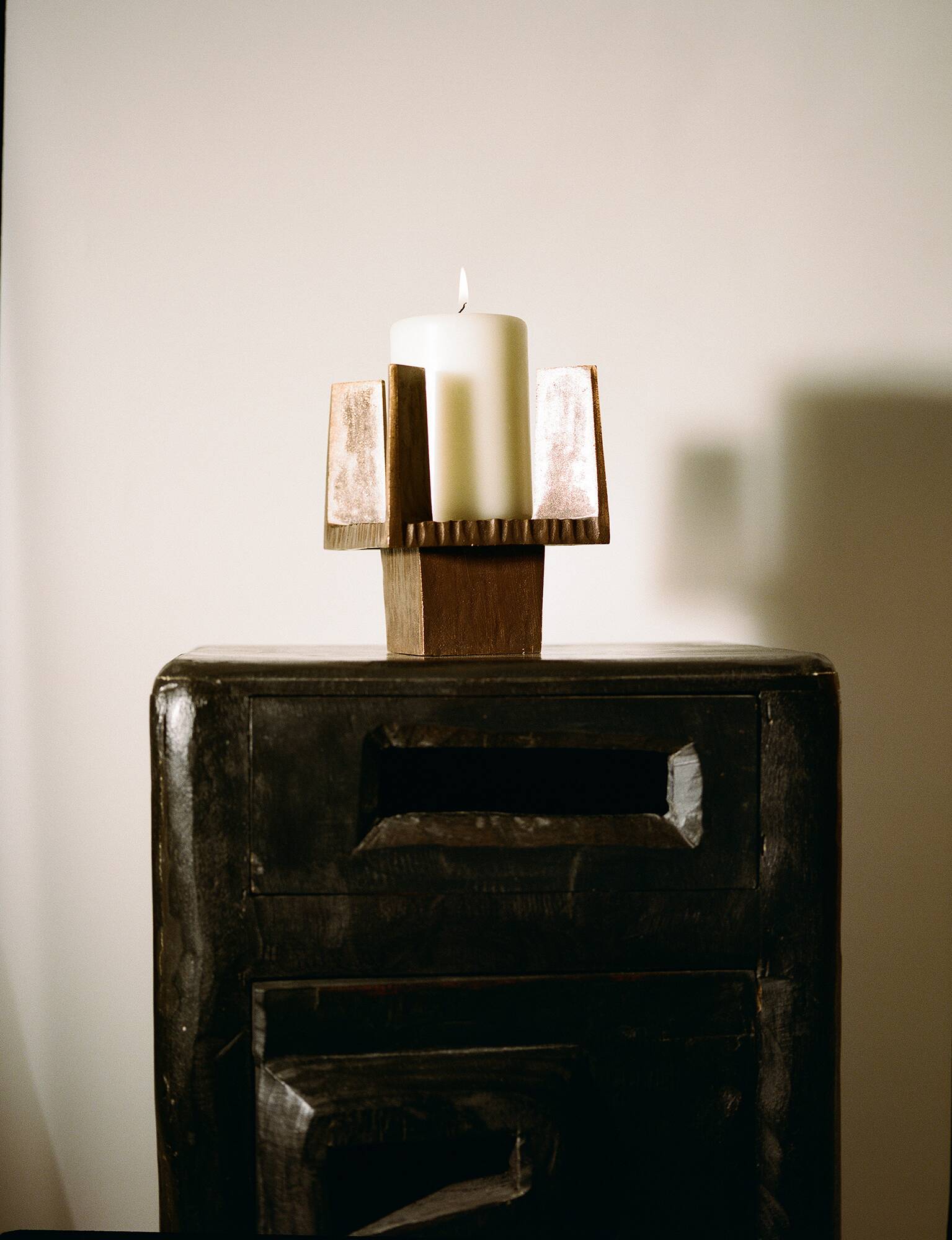 Brutalist Candle Holder / Chandelier in Bronze Circa 1950