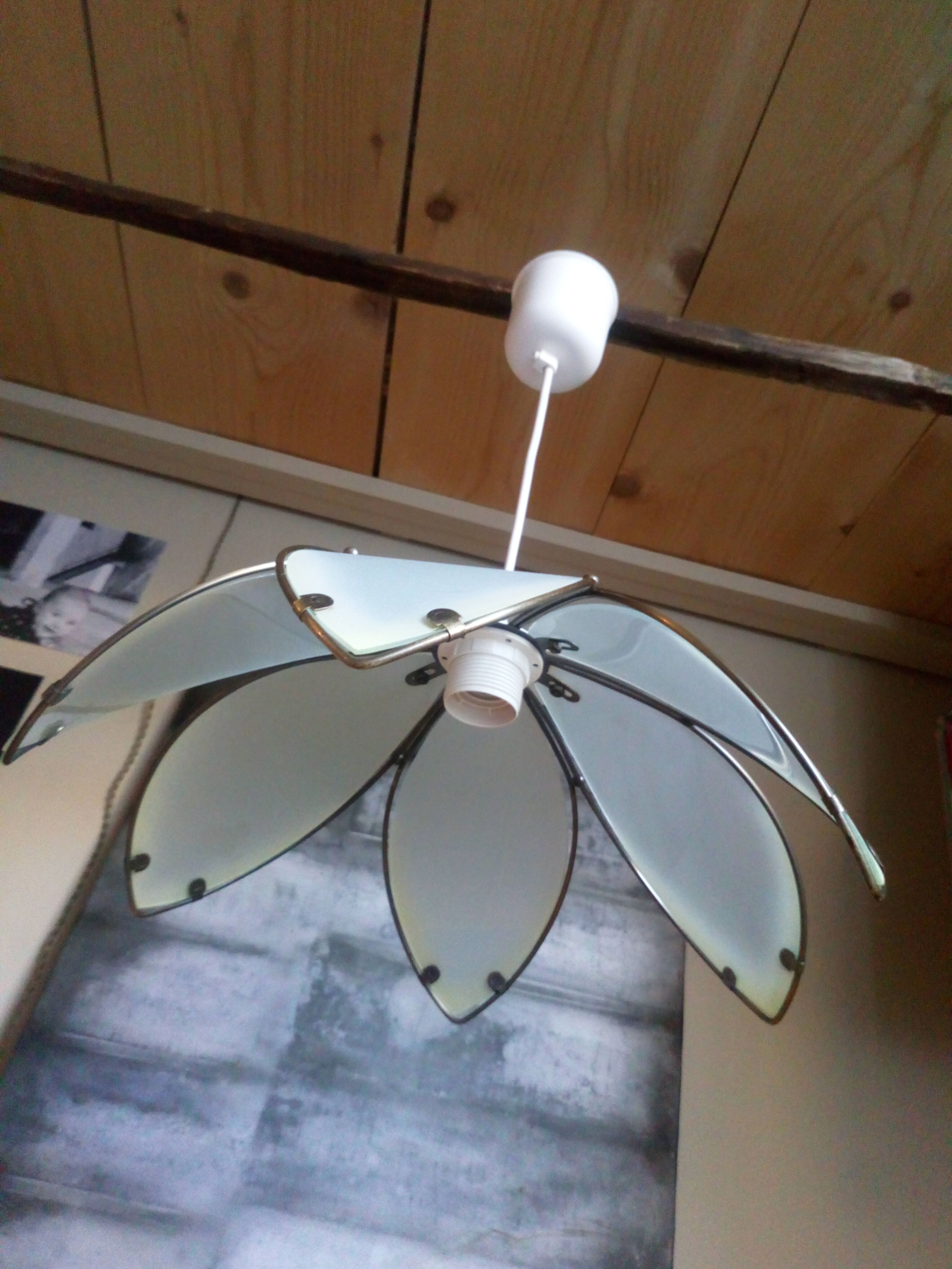 Daisy suspension shortbread glass and vintage brass