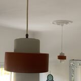 Paire suspension vintage 1960 Louis Kalff "Lierre" Philips carotte - 22 cm