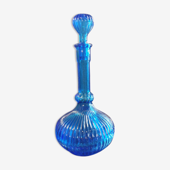 Vintage blue fluted decanter
