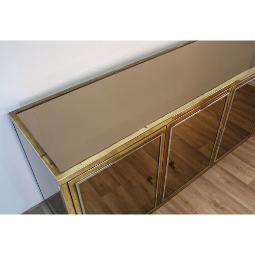 Vintage sideboard by Michel Pigneres in mirrors and brass 1970