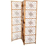 Vintage 1960s Curved Rattan Screen