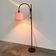 Mid-century modern adjustable teak arc floor lamp with fabric shade, 1960s