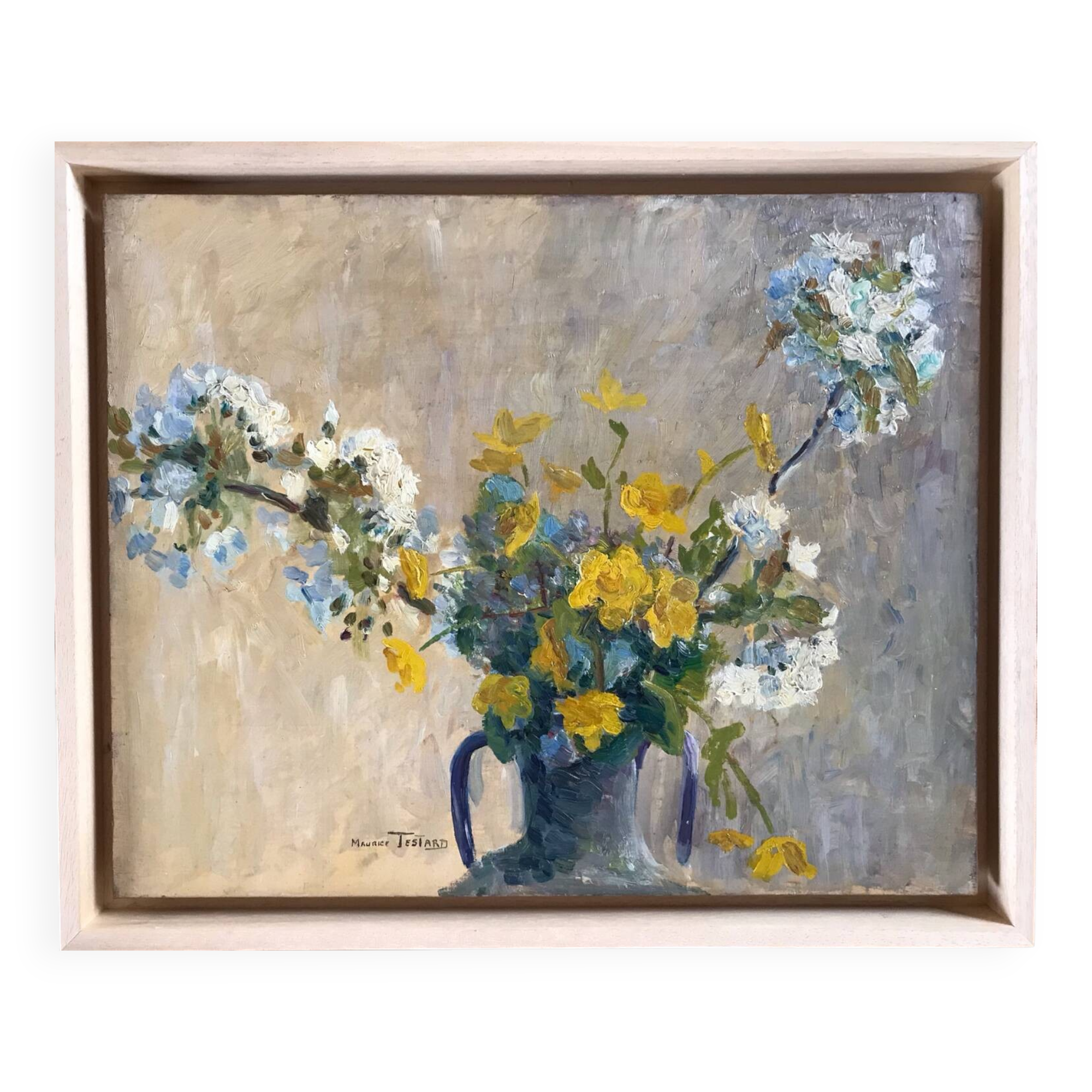 Oil on panel by maurice testard, 1880-1969. bouquet