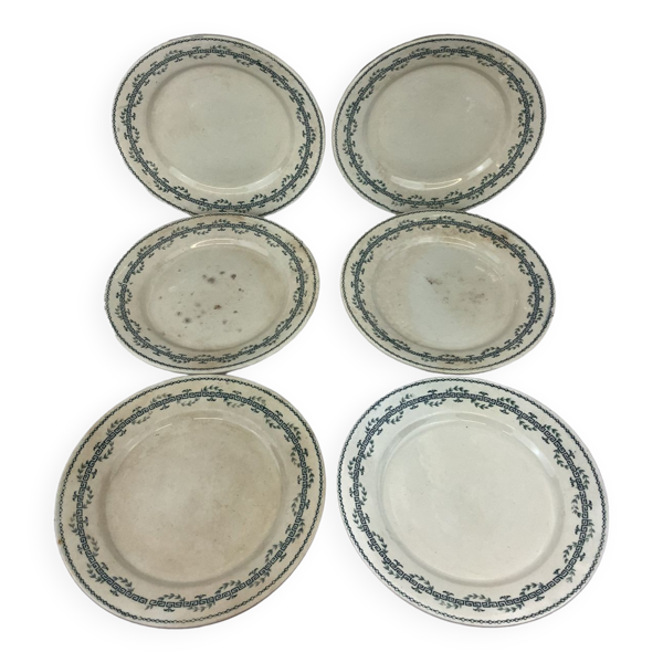 6 assiettes plates anciennes terre de fer