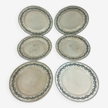 6 old flat plates, terre de fer