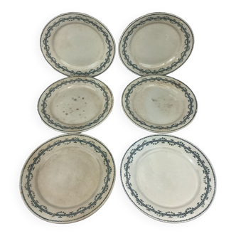 6 assiettes plates anciennes terre de fer