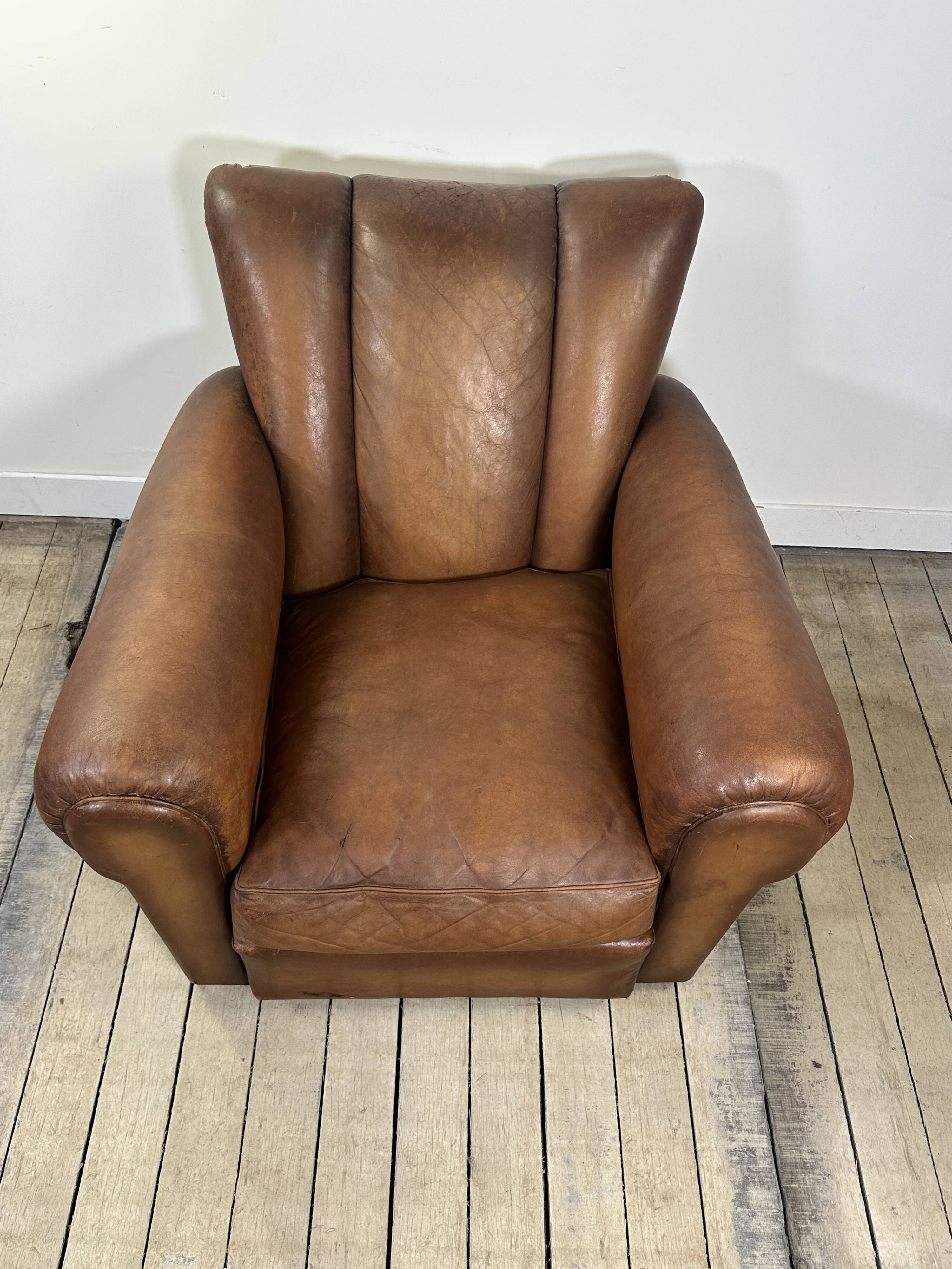Vintage Leather Club Armchair from the 1950s