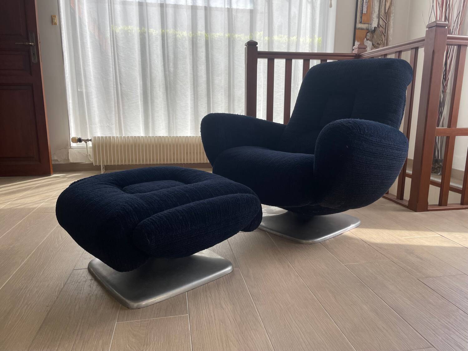 Sofa set + armchair + footrest Jean Prévost – 1970s