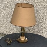 Lampe à poser en  métal doré, bakélite et plexiglas ancienne