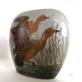 Cloisonné brass vase with ducks, circa 1900