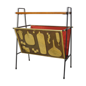 Sofa tip in teak, copper and metal 50s