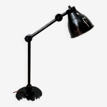Workshoplamp with Indus design in black lacquered metal Art Deco from the 1930s