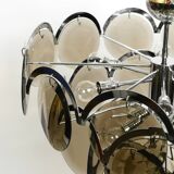 Large original 1960s large chrome metal and glass disc ceiling chandelier