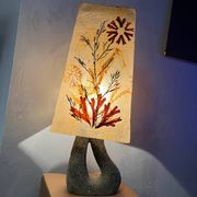Lampe vintage céramique accolay abat jour résine herbier