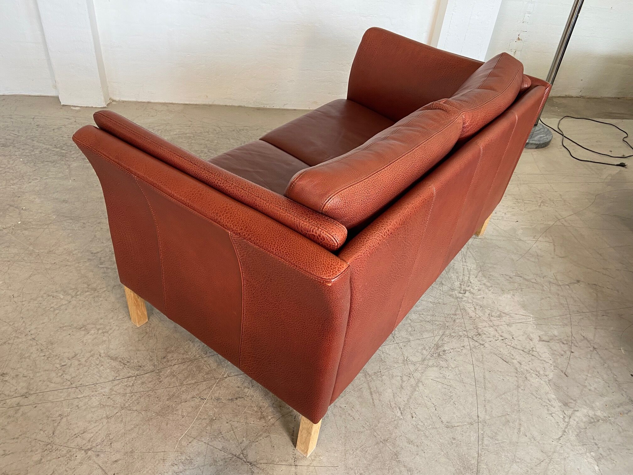 Canapé vintage danois rétro Skalma pour 2 personnes en cuir cognac