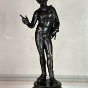 Narcissus, bronze after the antique on a wooden base, circa 1880.