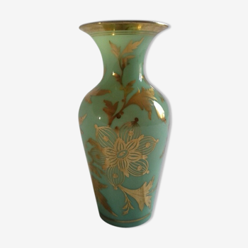 Vase ancien opaline vert celadon