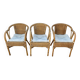Set of 3 vintage rattan and wicker armchairs