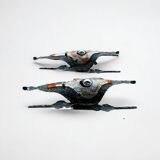 Tom Ahlstrom & Hans Ehrich - Pair Of Brutalist Sconces 1960s Metal And Glass