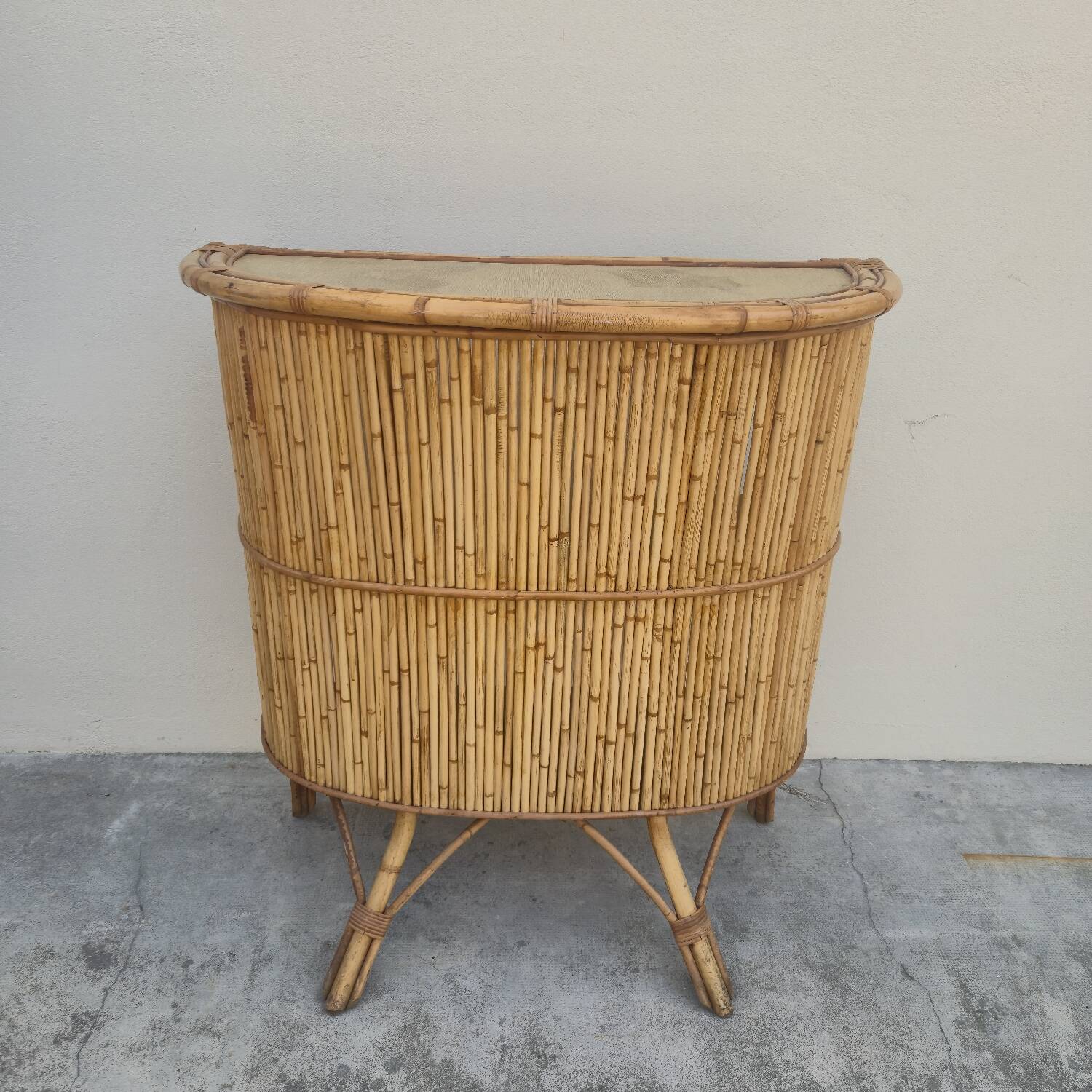 Vintage rattan bamboo bar 1950s