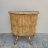 Bar vintage en rotin Bambou 1950s
