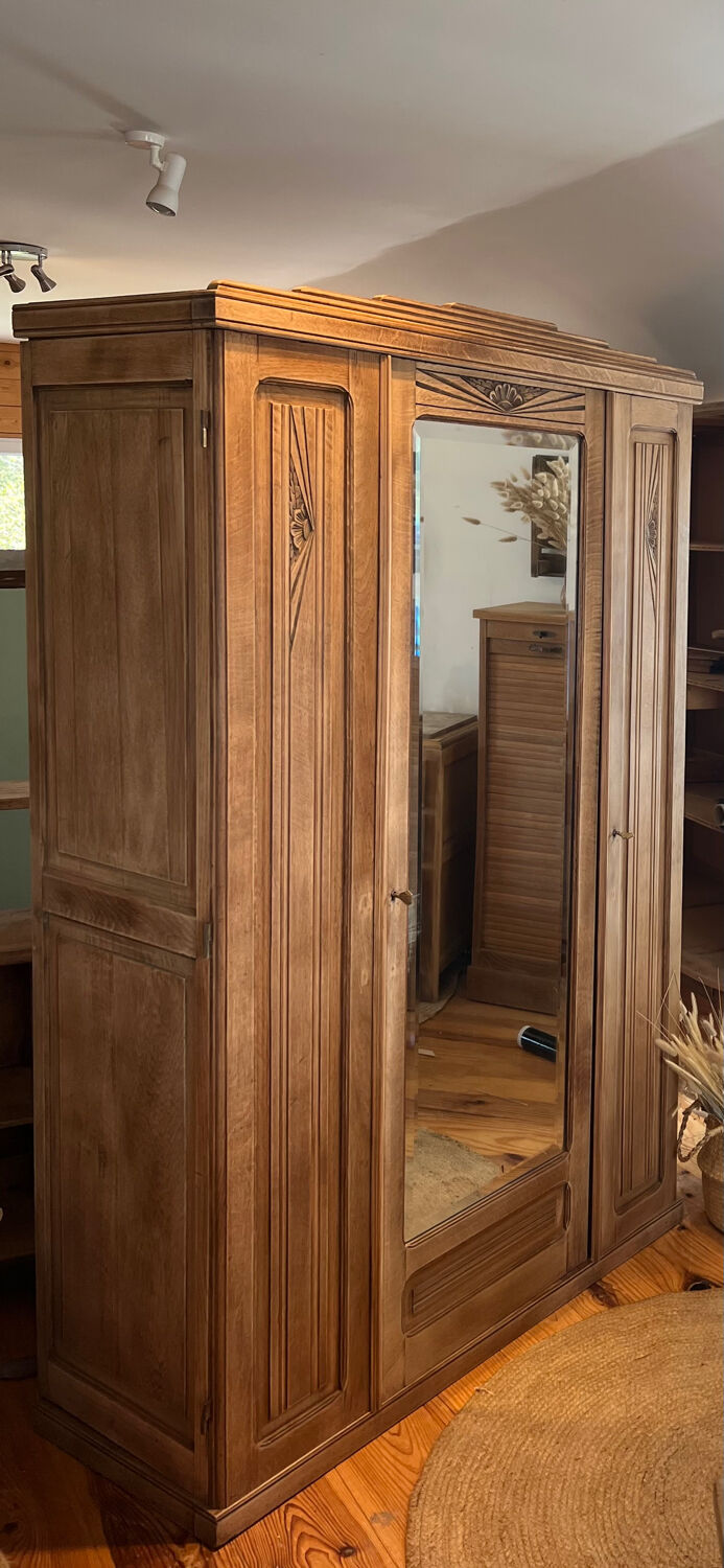 Antique solid oak wardrobe