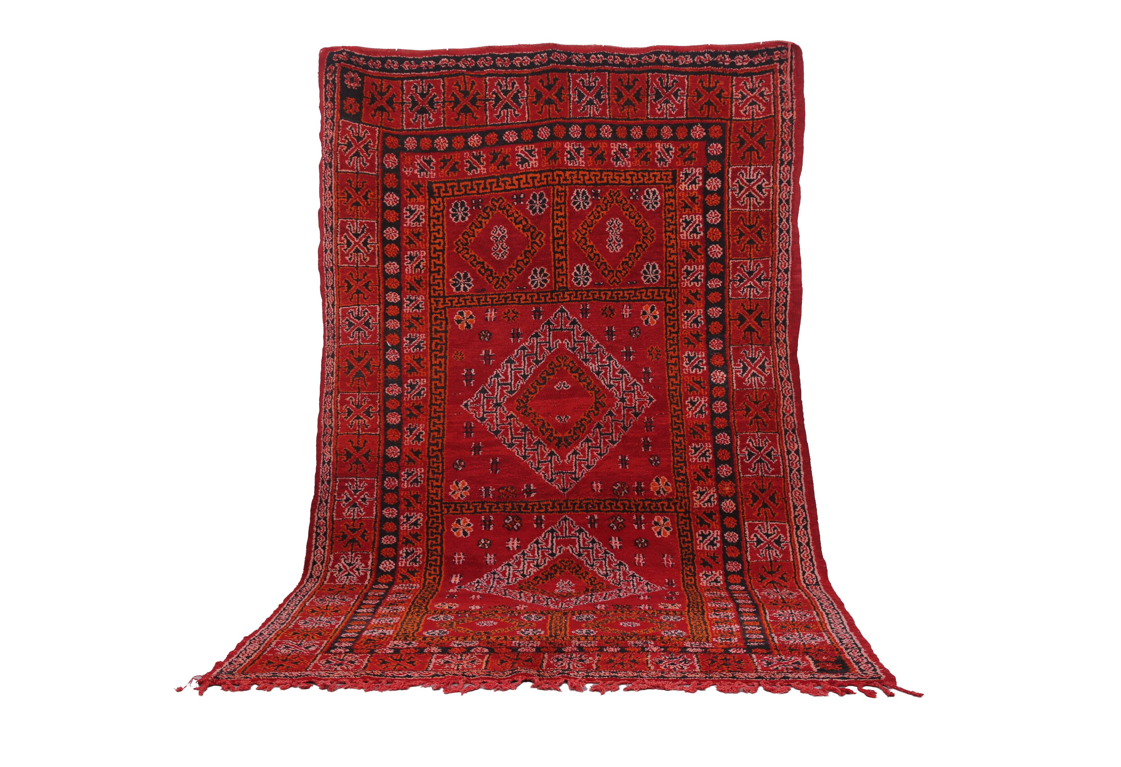 Red Vintage Moroccan Rug 192 x 321 cm - Berber Wool Rug - Handmade Rug Boho