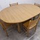 Danish ensemble transformable table 114 cm / 154 + 4 modernist chairs from the 1970s.