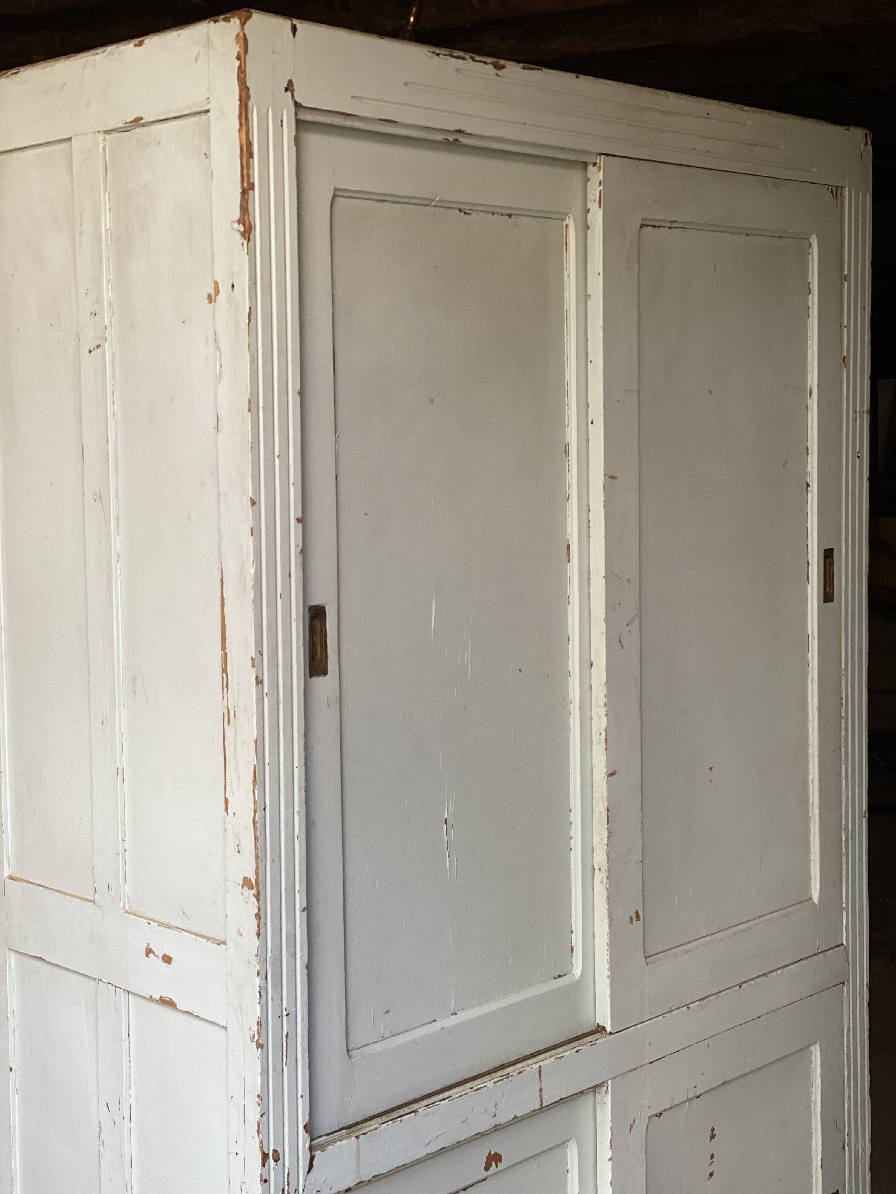 Vintage 1930-40 Parisian wardrobe with 4 sliding doors