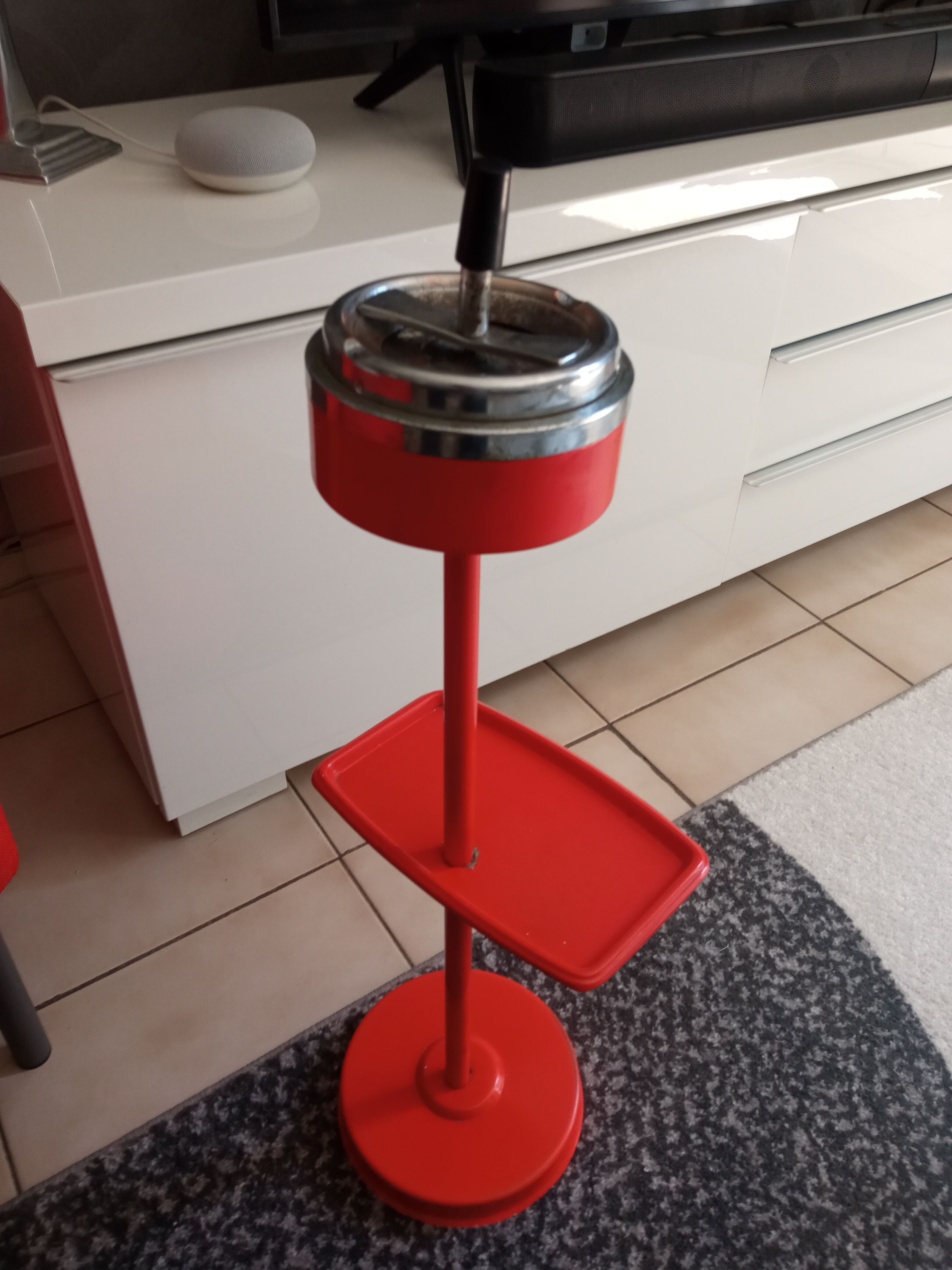 Cendrier sur pied vintage orange