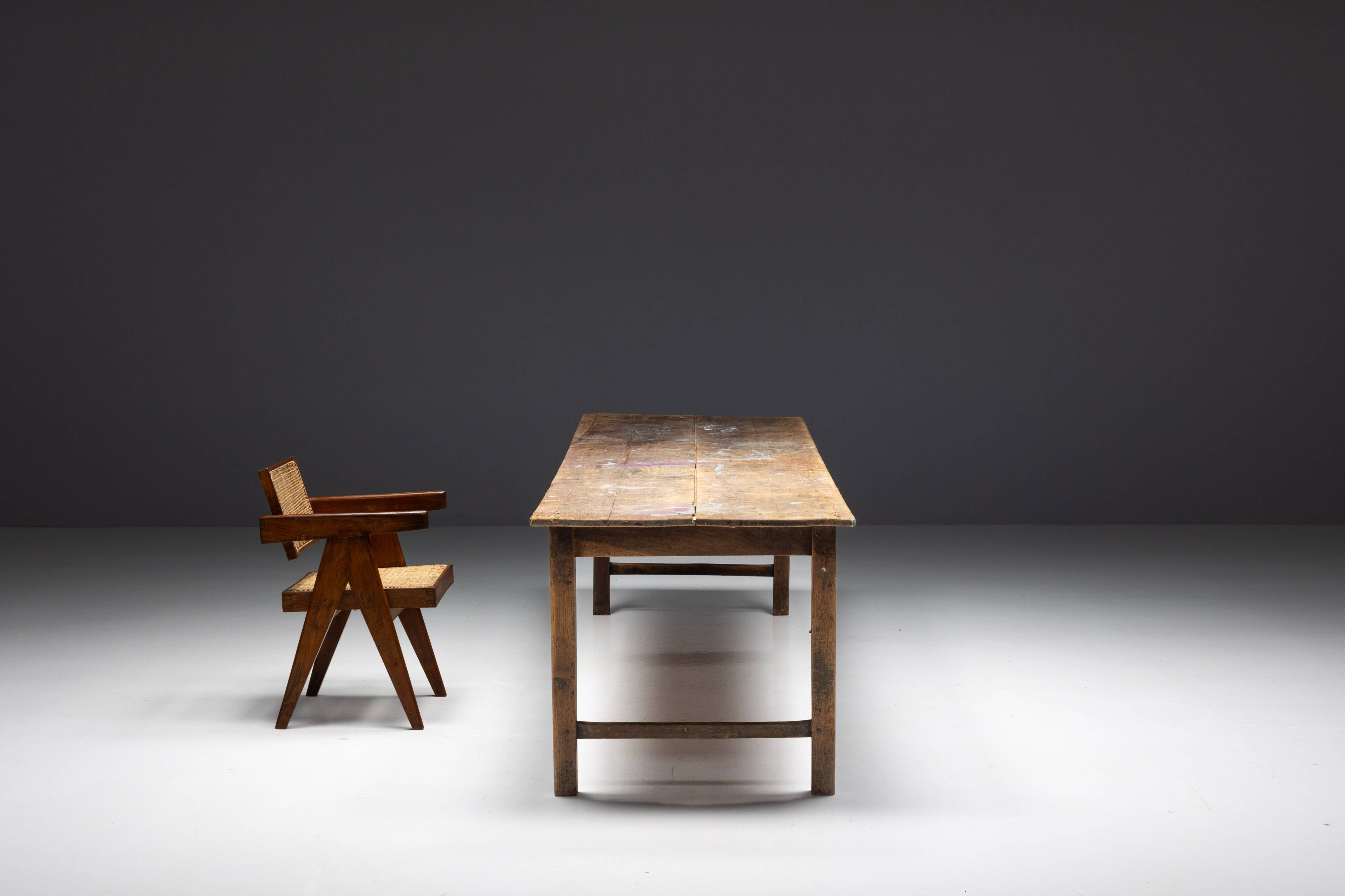 Rustic Primitive Farmhouse Dining Table, France, 19th Century