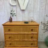 Vintage rattan chest of drawers
