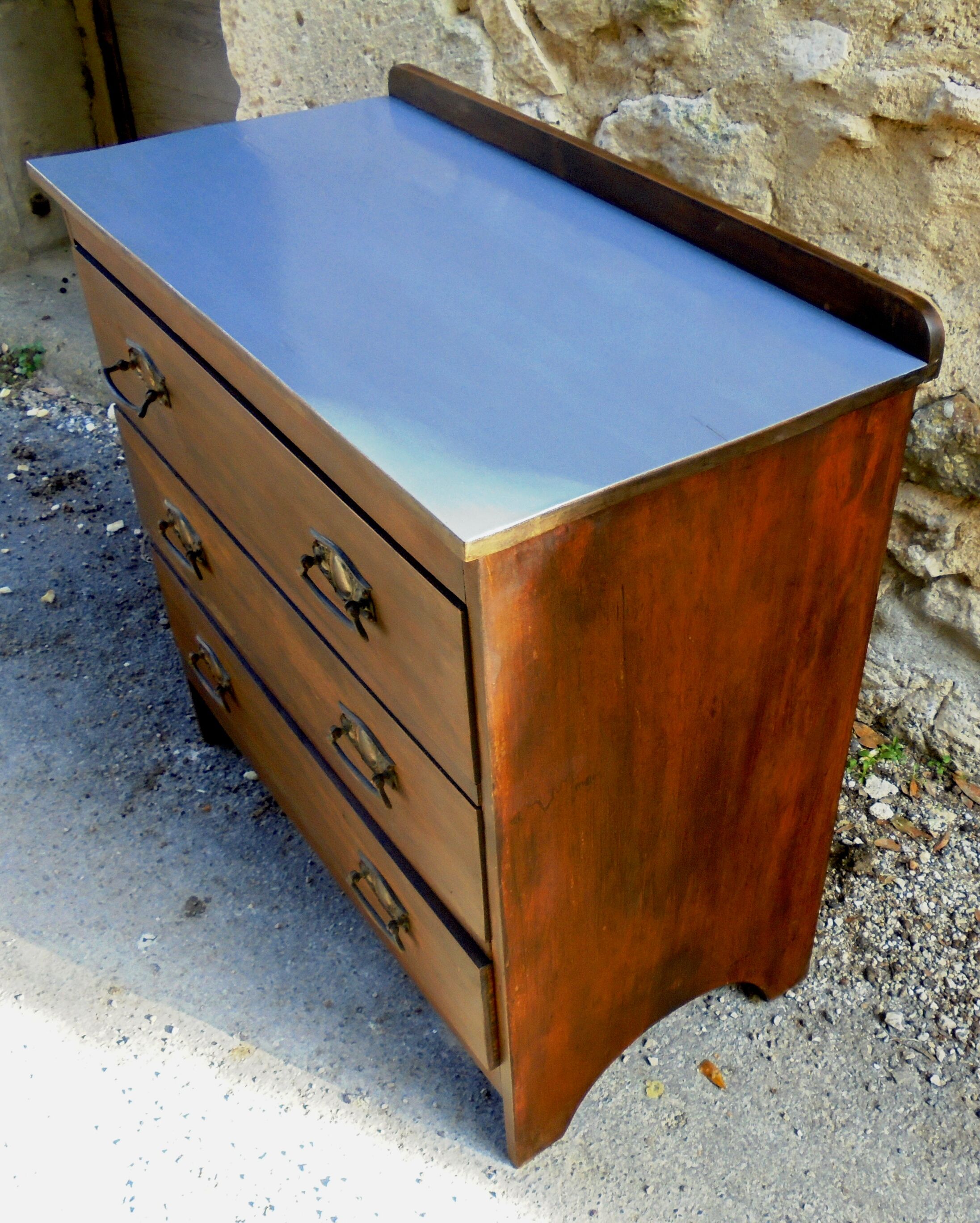 Wood grey tray dresser