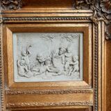 Beveled gilded mirror trumeau 74 cm x 42 cm stucco decor